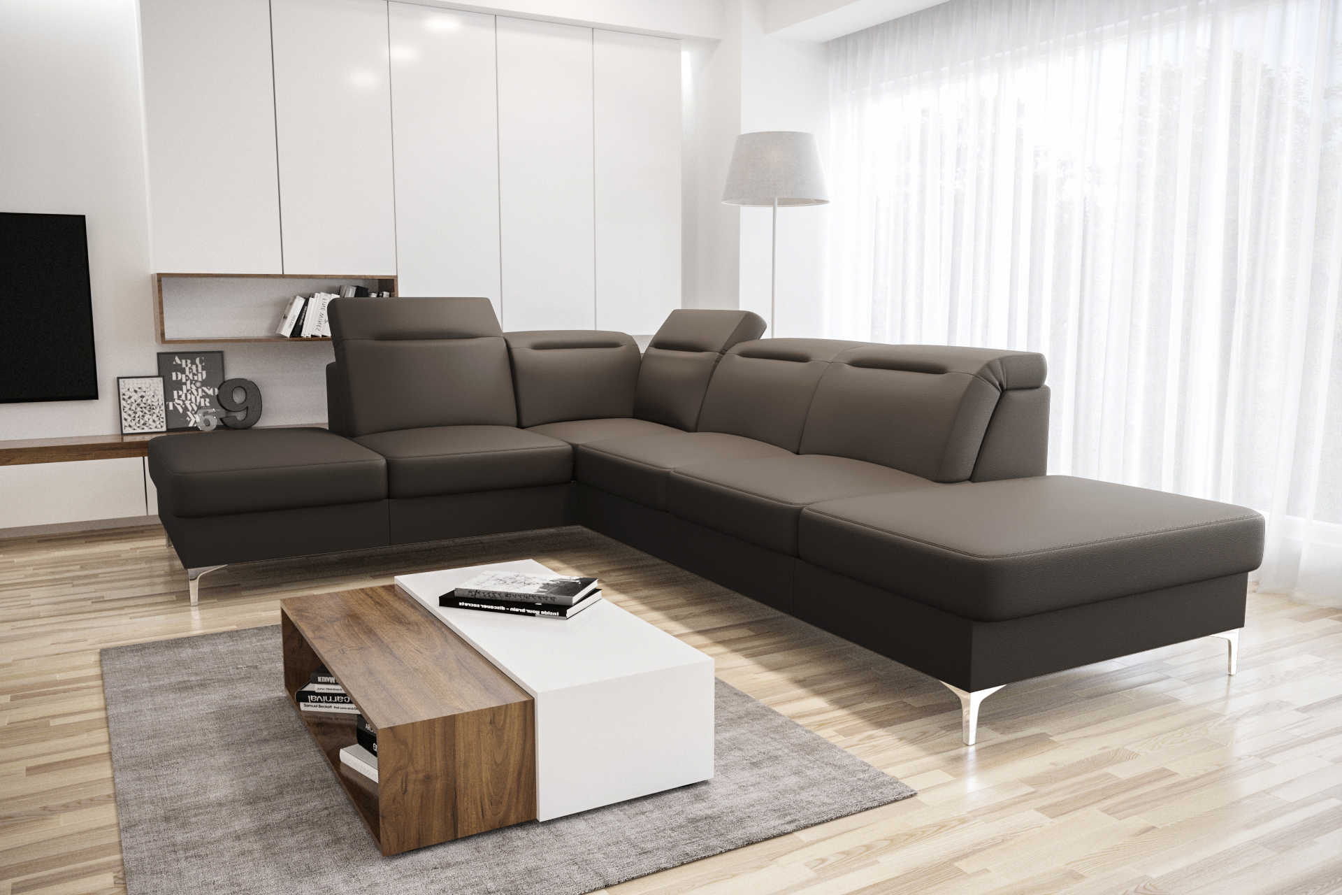 Oslo Ecksofa Echtleder U-19